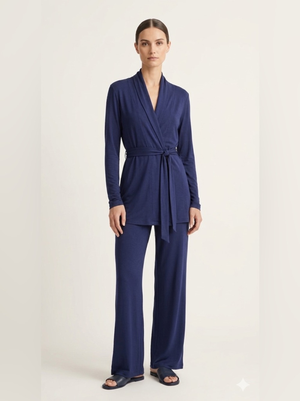 ecoskin Navy Long-Sleeve Wrap Top | Size M